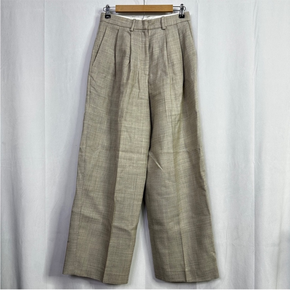 COS Wide Leg Wool Trouser Pant Tan / Gray size 6 US - Picture 2 of 11